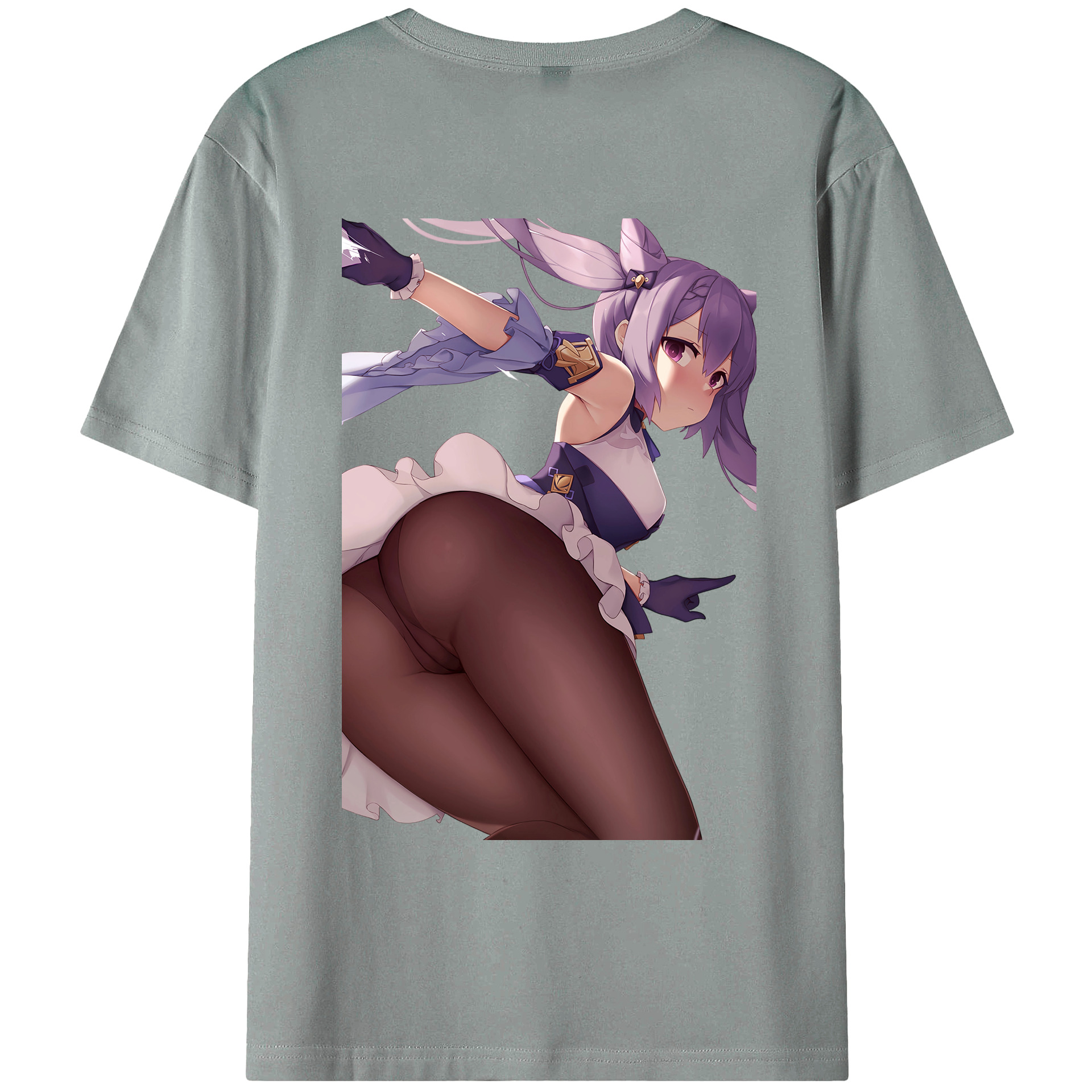 げんし神 刻晴 こくせい genshin Kokusei 綿100％ メンズ半袖Tシャツ（バックプリント） 通気性